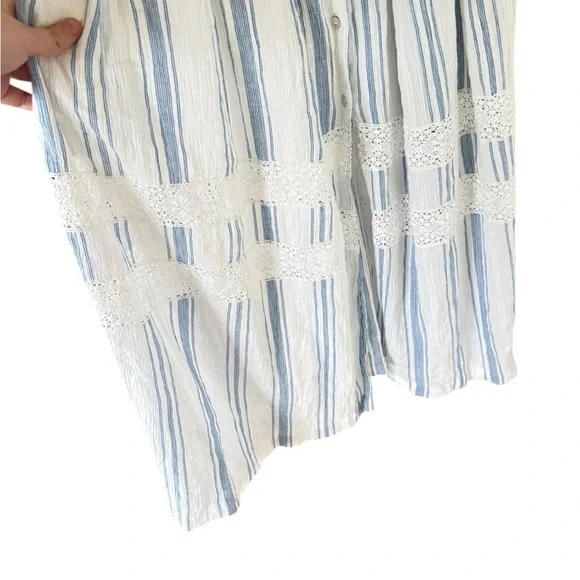 LoveShackFancy Blue & White Striped Lace-Trim Maxi Dress - Picture 5 of 8